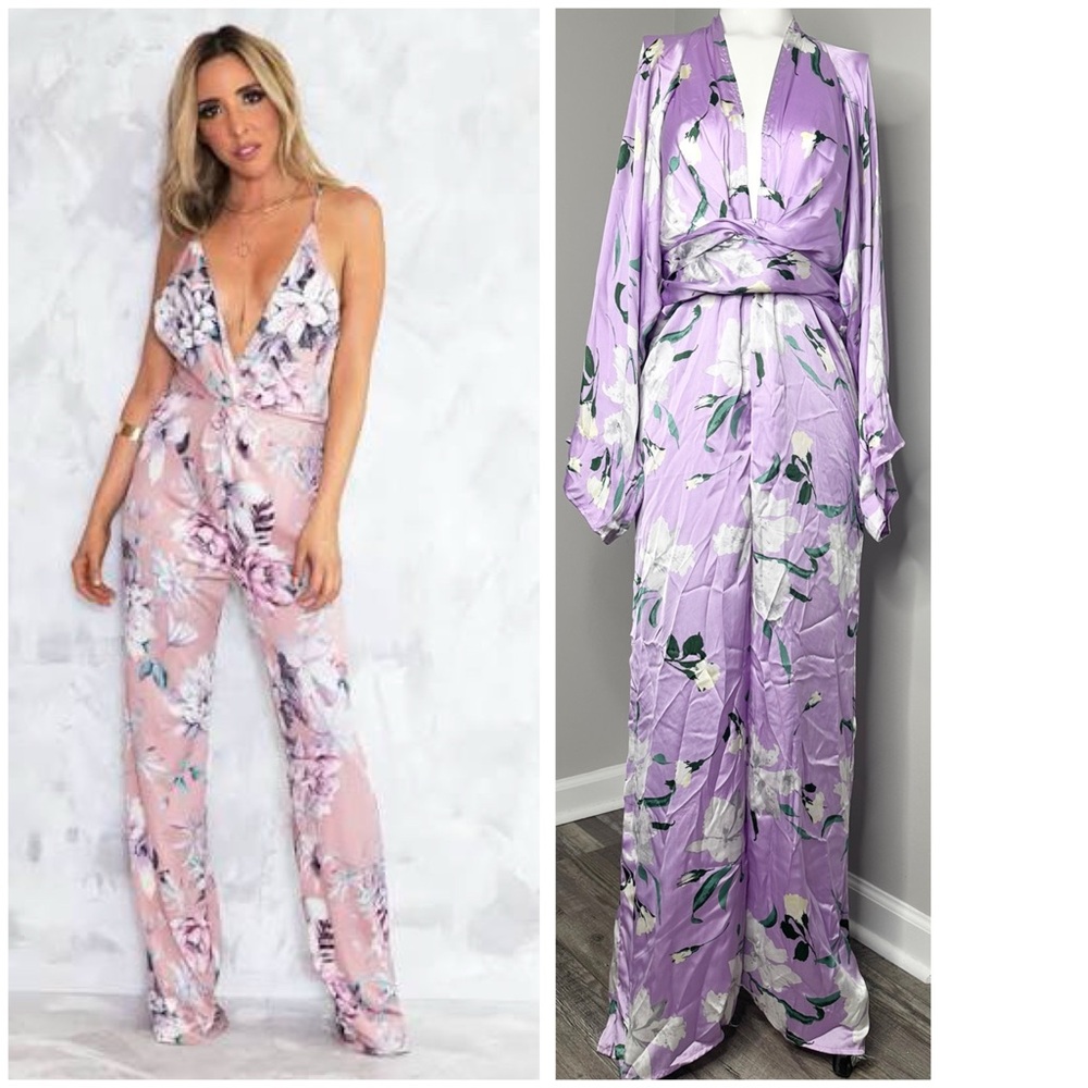 Nichole LYNEL lilac Floral V-Neck Jumpsuit-PRELOVED-small